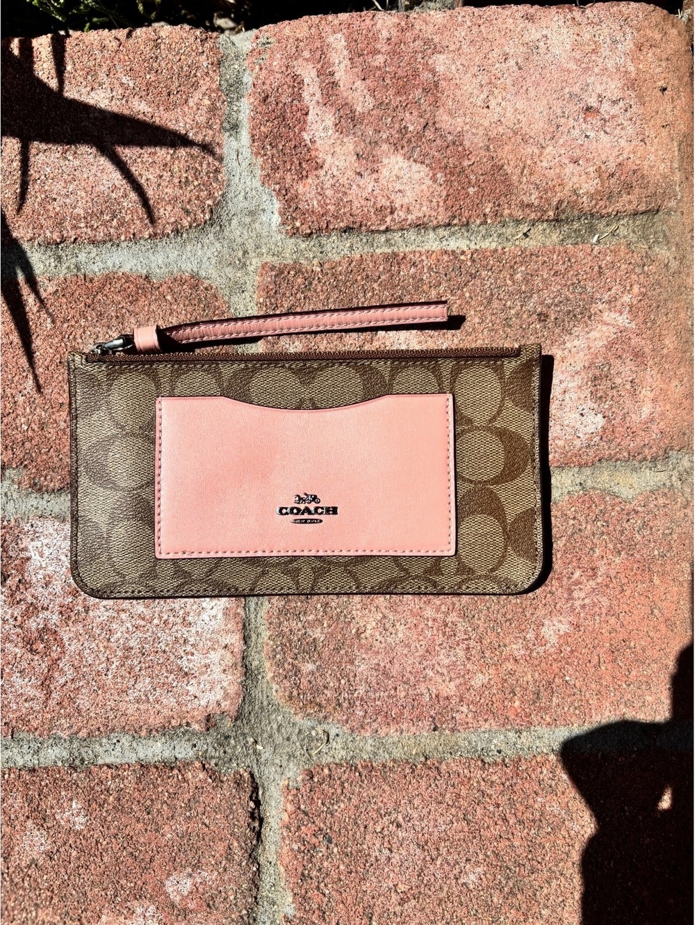 Coach Signature Slim Brown and Pink Wallet